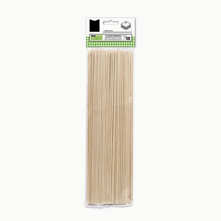Brocheta Abedul Redondo Ø0,25 cm x 30 cm 4800 Uds