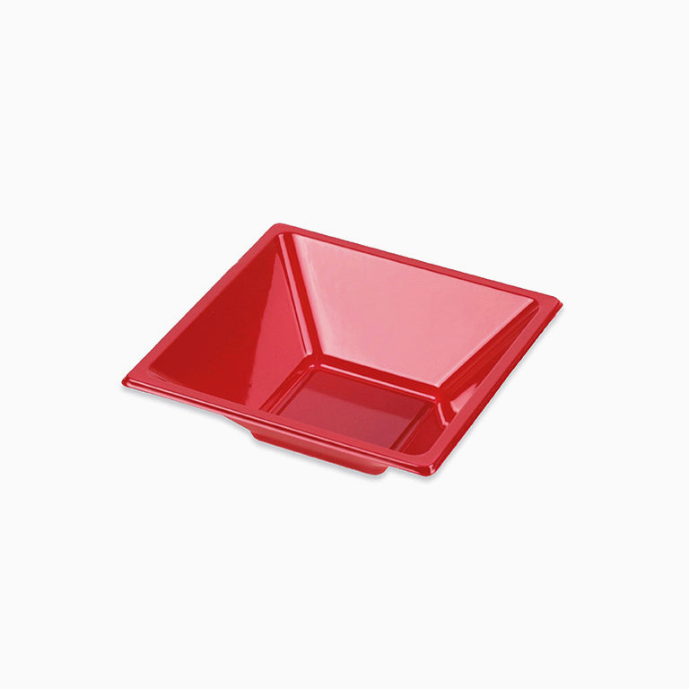 Cuenco Cuadrado Plástico Reutilizable + PP Rojo
