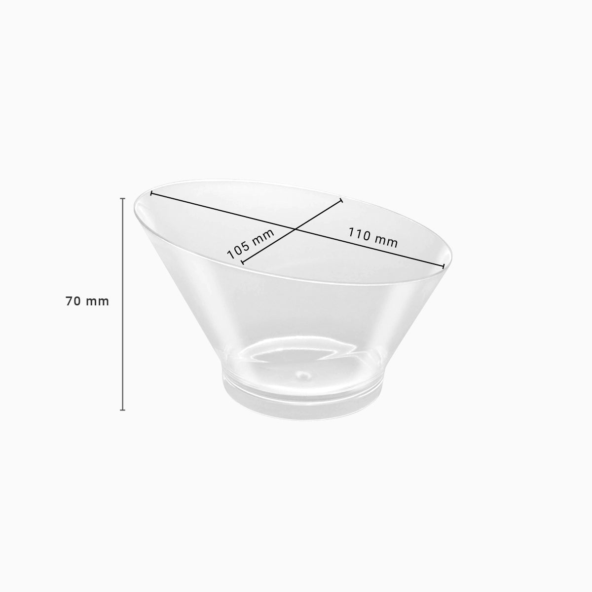 Bol Plástico Reciclable Redondo Grande Asimétrico Finger Food 250 cc Transparente