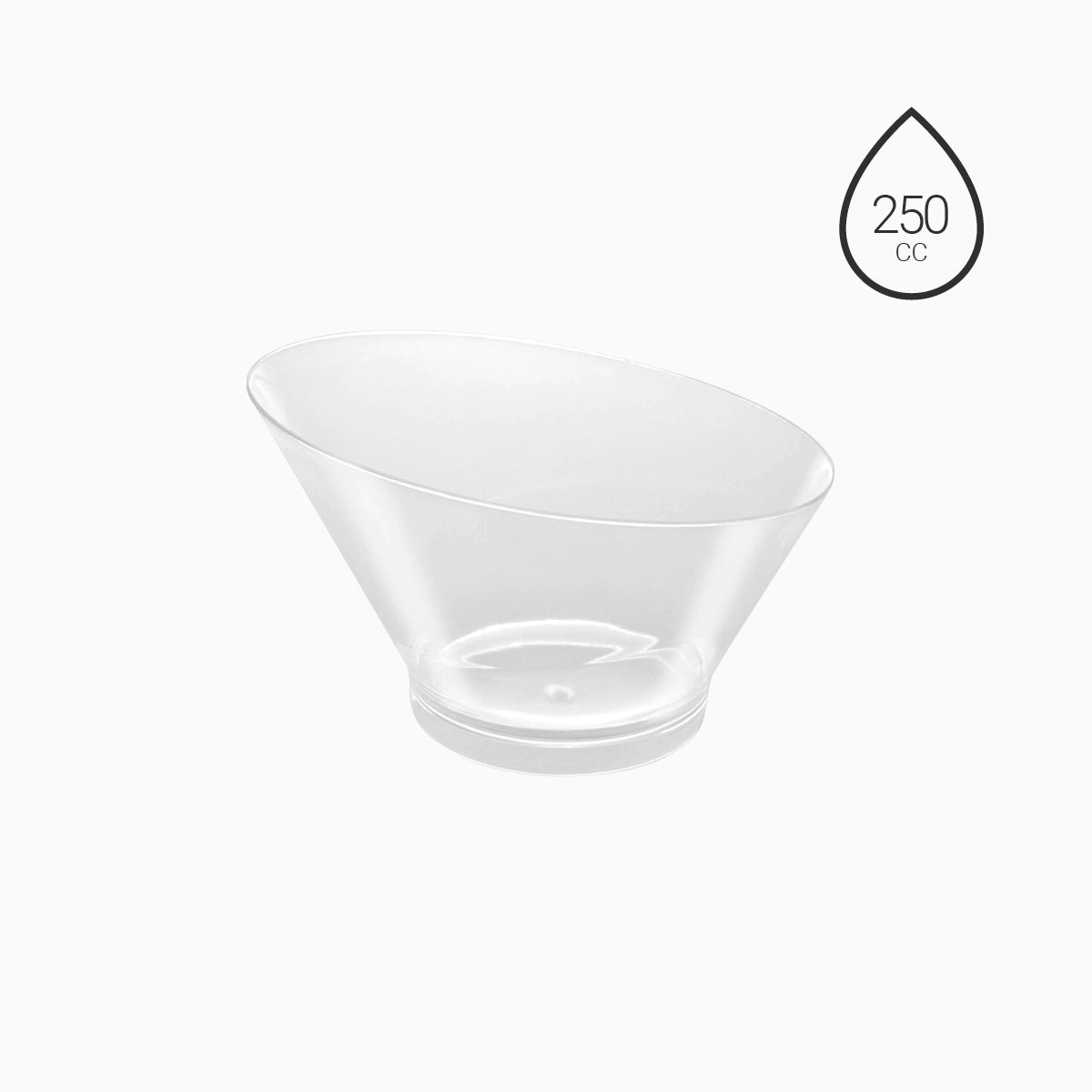 Bol Plástico Reciclable Redondo Grande Asimétrico Finger Food 250 cc Transparente