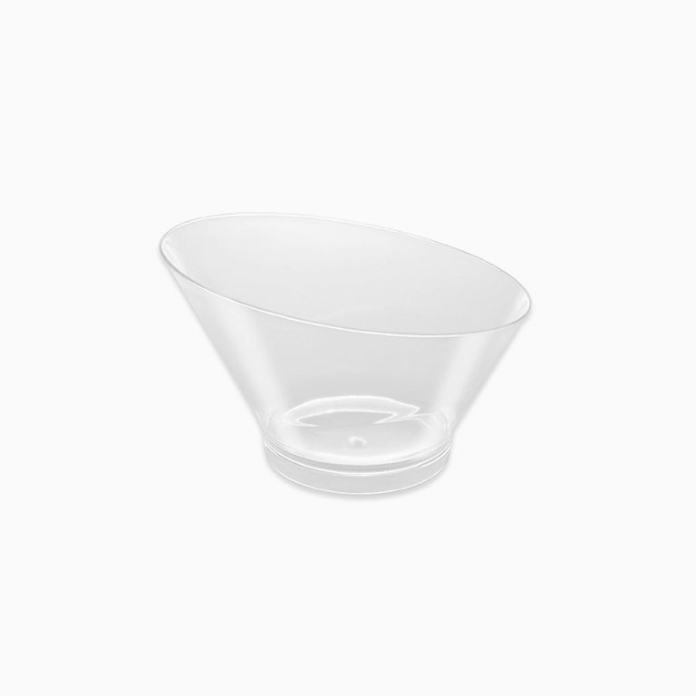 Mini Bol Redondo Asimétrico Plástico Reutilizable PS Finger Food 250cc Transparente 25 uds