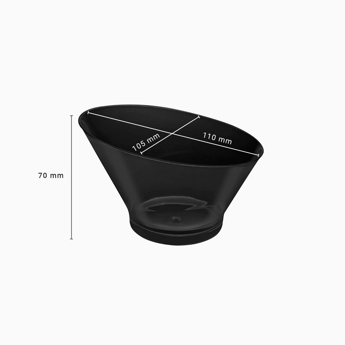 Bol Plástico Reciclable Redondo Grande Asimétrico Finger Food 250 cc Negro