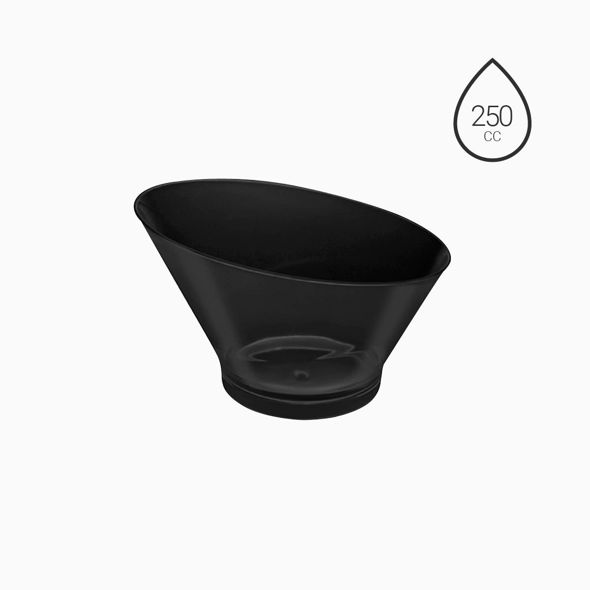 Bol Plástico Reciclable Redondo Grande Asimétrico Finger Food 250 cc Negro