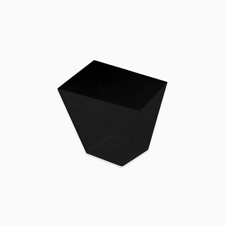 Mini Bol Cuadrado Asimétrico Plástico Reutilizable PS Finger Food 180cc Negro 25 uds