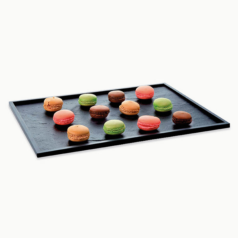 Bandeja Rectangular con Reborde Plástico PS Imitación Pizarra Reutilizable 53 x 32,5 cm 25 uds