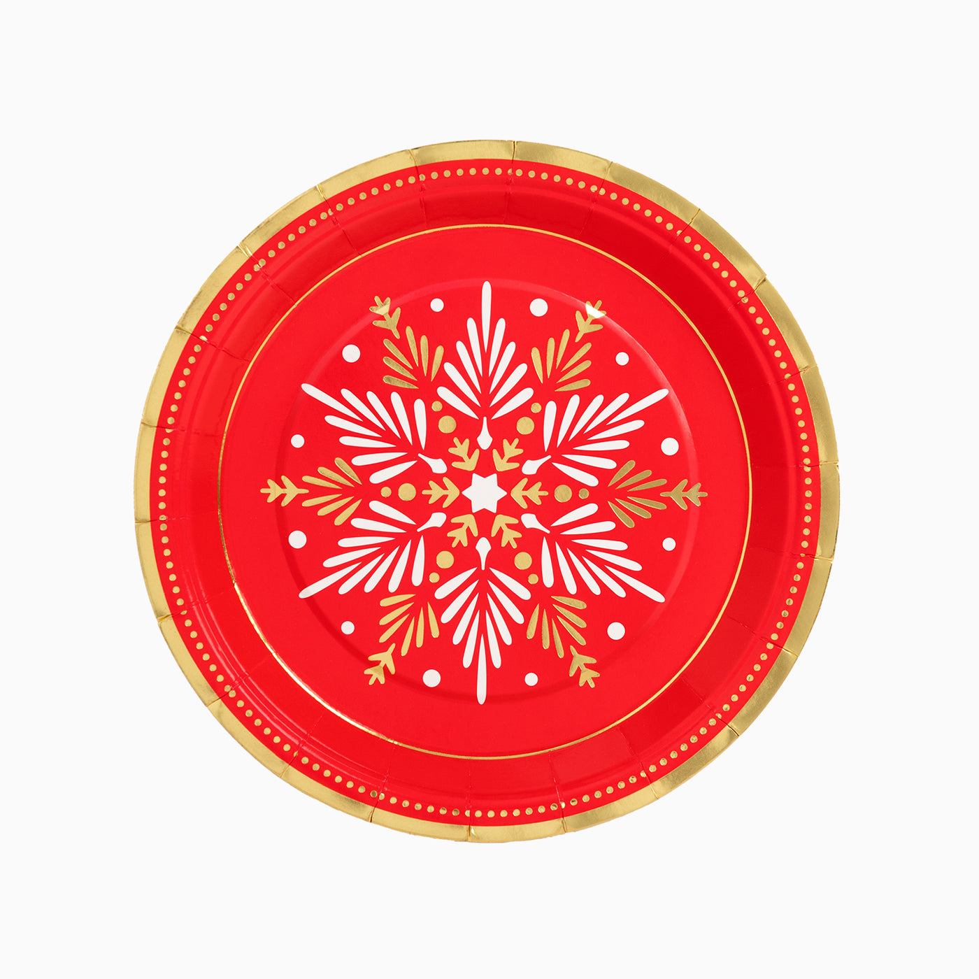 Plato Redondo Rojo Navidad Estrella