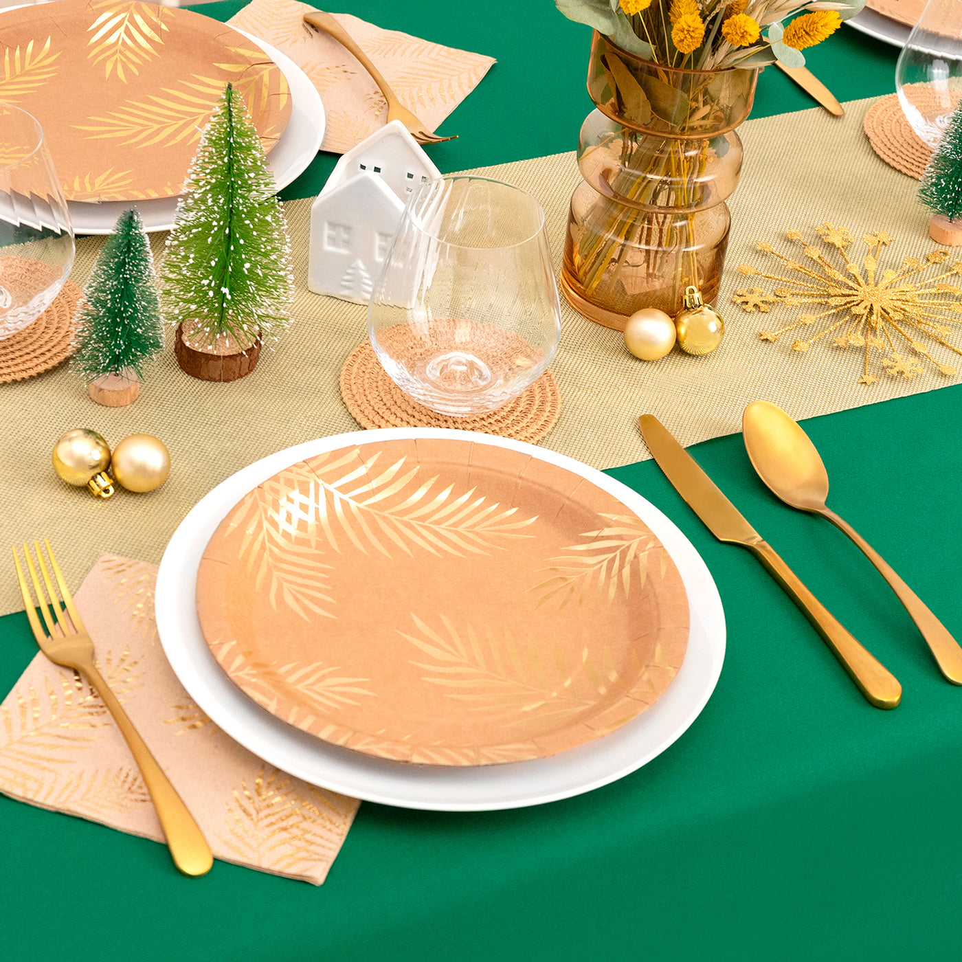 Plato Cartón Llano Redondo Navidad Ø 23 cm Kraft