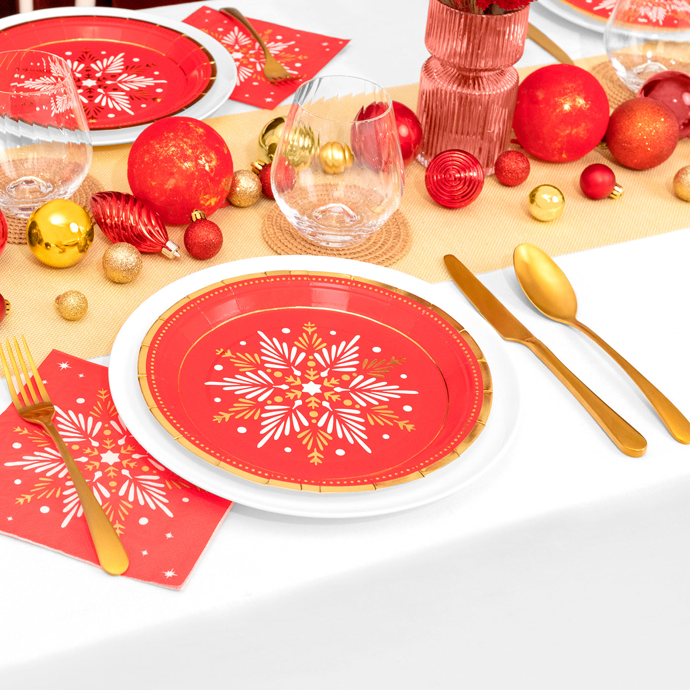 Plato Redondo Rojo Navidad Estrella