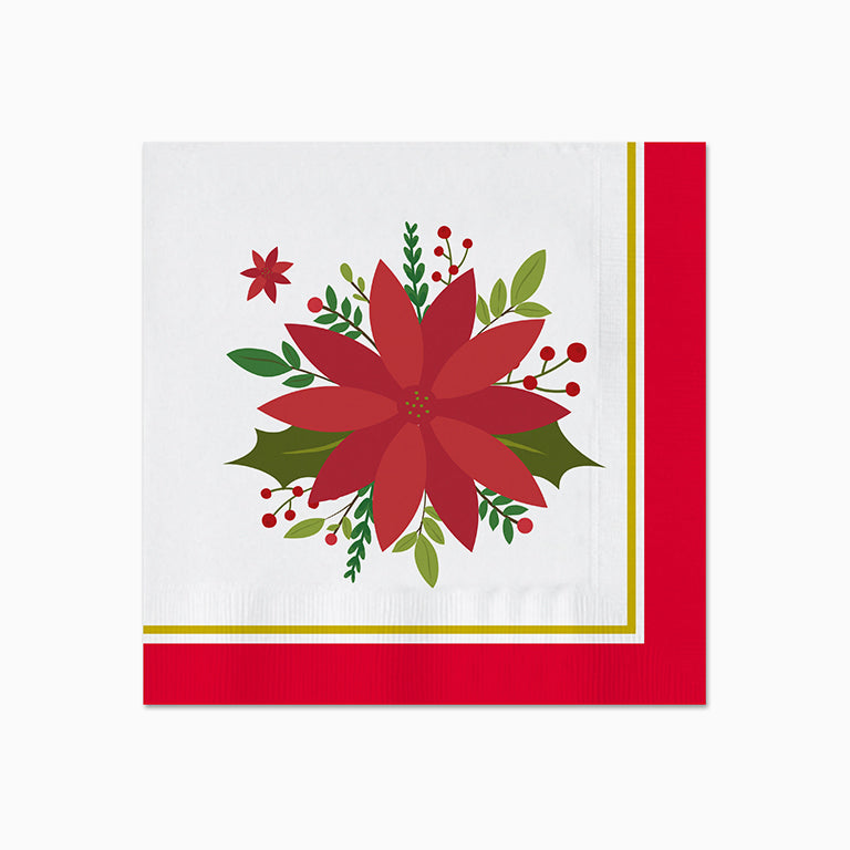 Servilleta Navidad Flor de Pascua 33cm Rojo