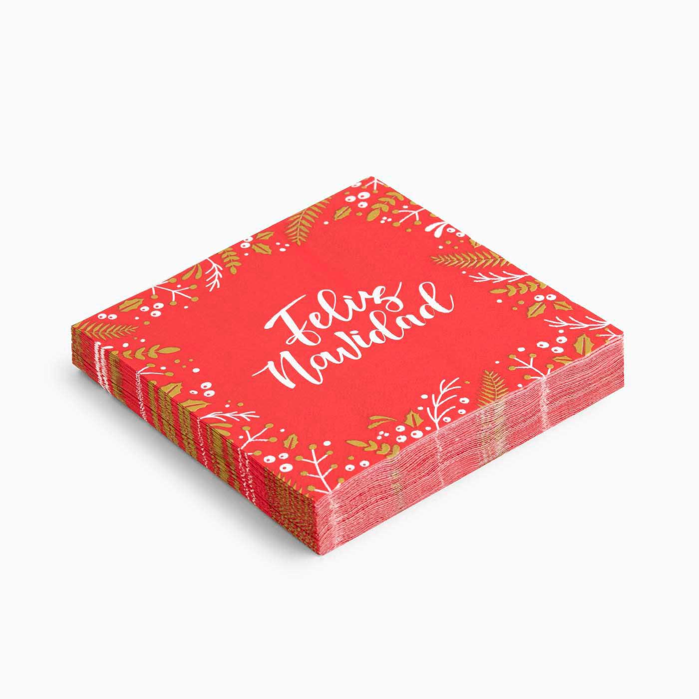 Servilleta "Feliz Navidad" 33cm Rojo