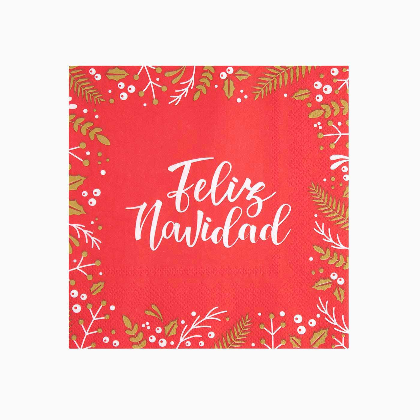 Servilleta "Feliz Navidad" 33cm Rojo
