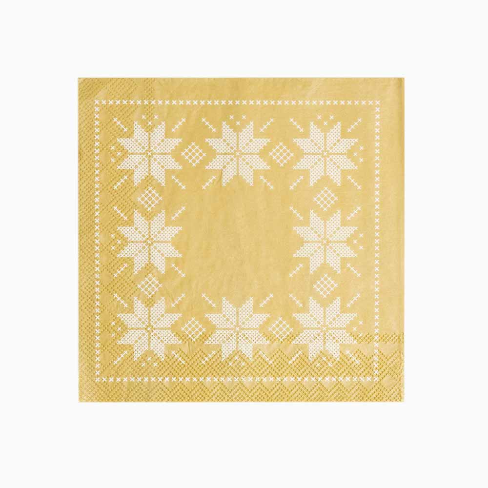 Servilleta Papel Navidad Bordado 33 cm Oro (30 uds)