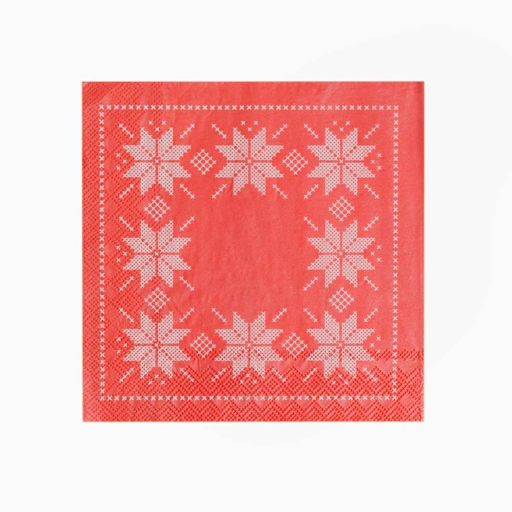 Servilleta Navidad Bordado 33cm Rojo