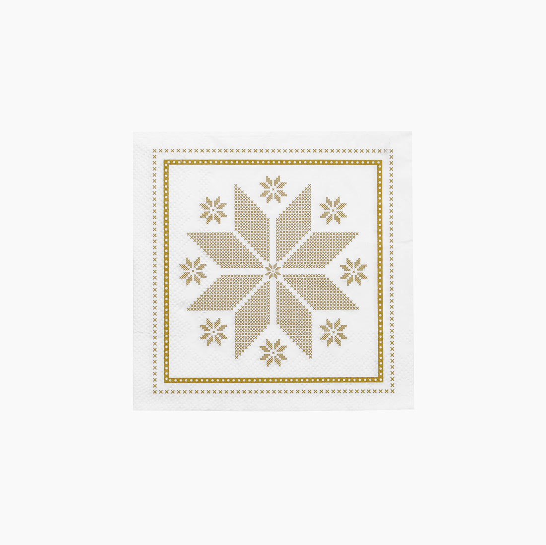 Servilleta Navidad Bordado 25cm Blanco/Oro