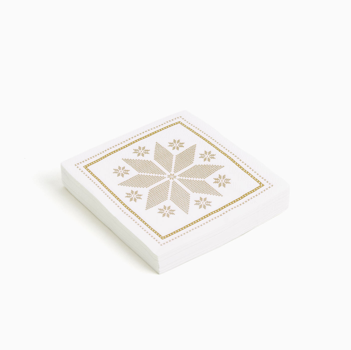 Servilleta Navidad Bordado 25cm Blanco/Oro
