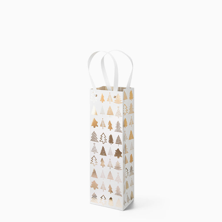 Bolsa Regalo Navidad Botella Árbol Metalizado Oro
