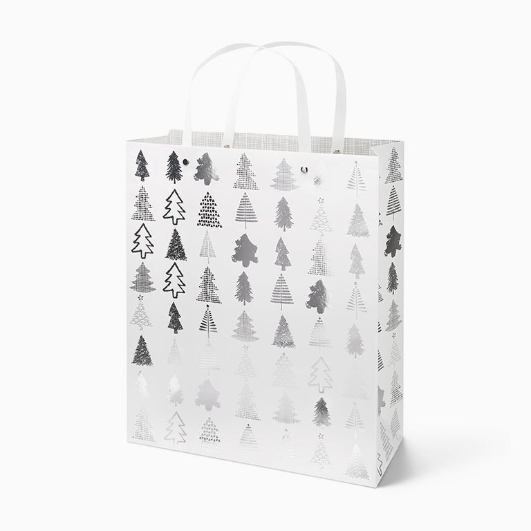 Bolsa Regalo Navidad Grande Árbol Metalizado Plata