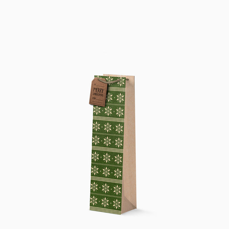 Bolsa Regalo Navidad Botella Copo de Nieve