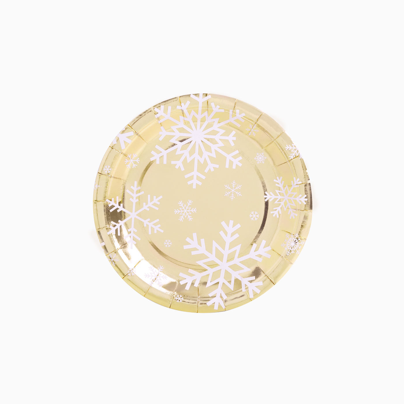 Plato Postre Navidad Copo de Nieve Oro