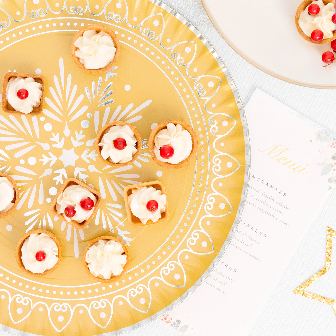 Bandeja Redonda Navidad Estrella Oro