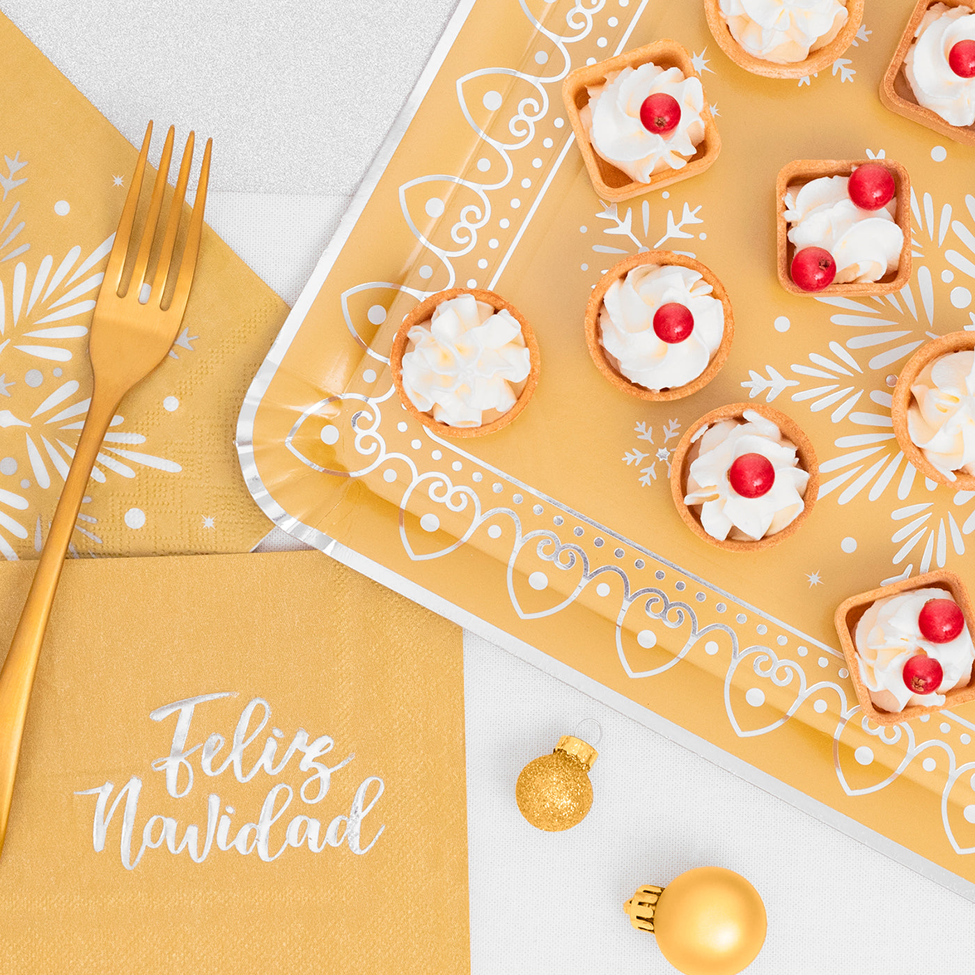 Servilleta "Feliz Navidad" 25cm Oro