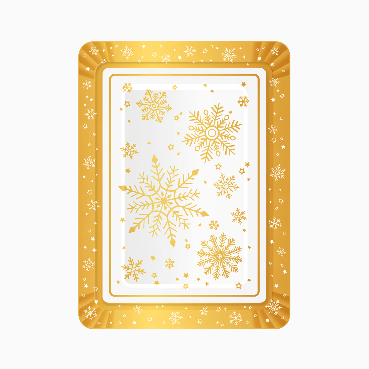 Bandeja Rectangular Navidad Copo de Nieve Oro