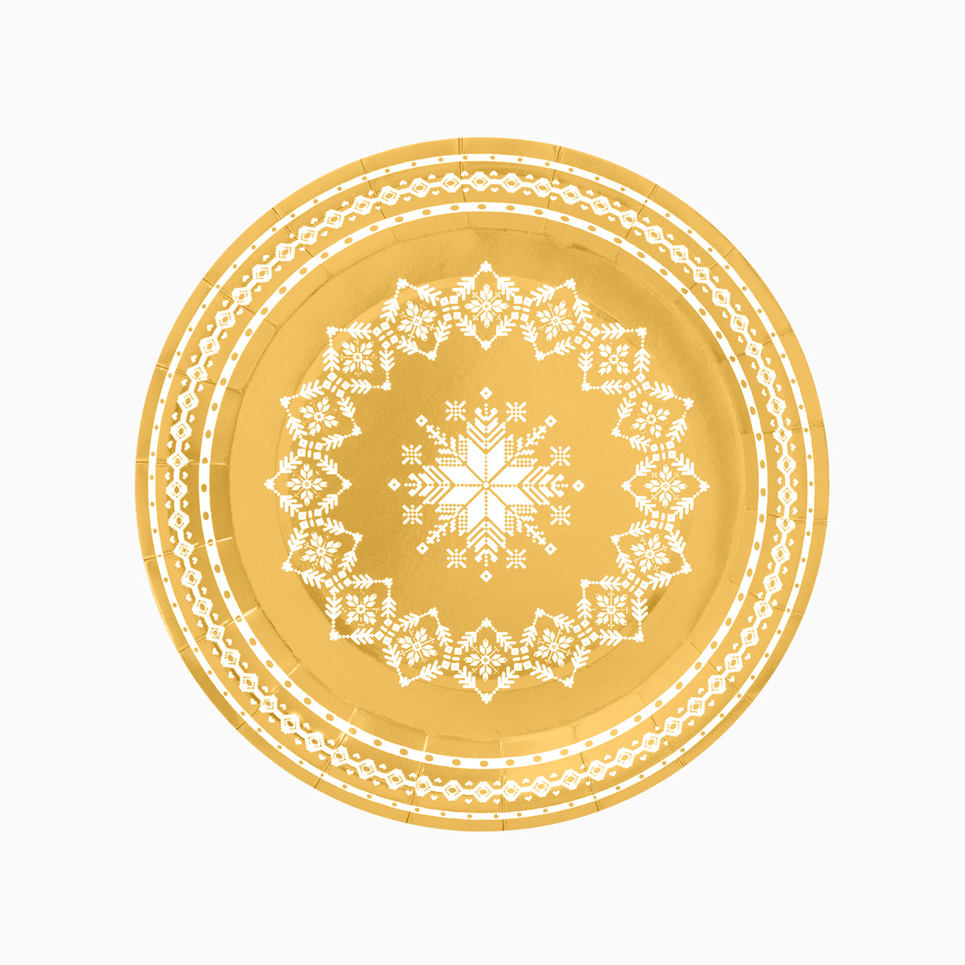 Plato Cartón Llano Navidad Ø 23 cm Bordado Oro