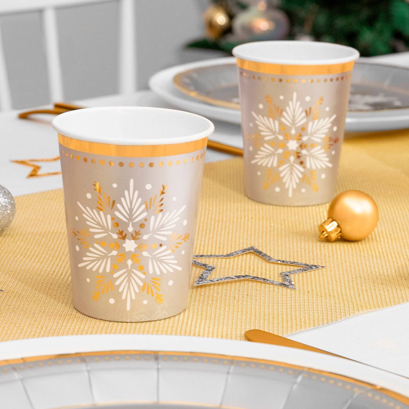 Vaso Navidad 270 cc Estrella Plata (6 uds)