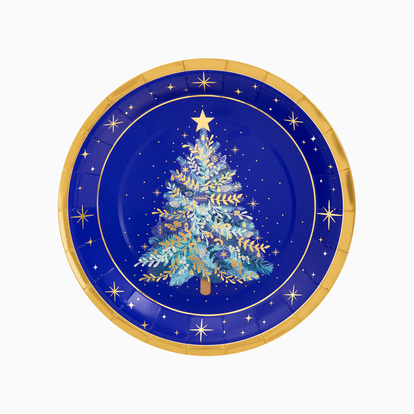 Plato Cartón Llano Navidad Ø 23 cm Azul Noche