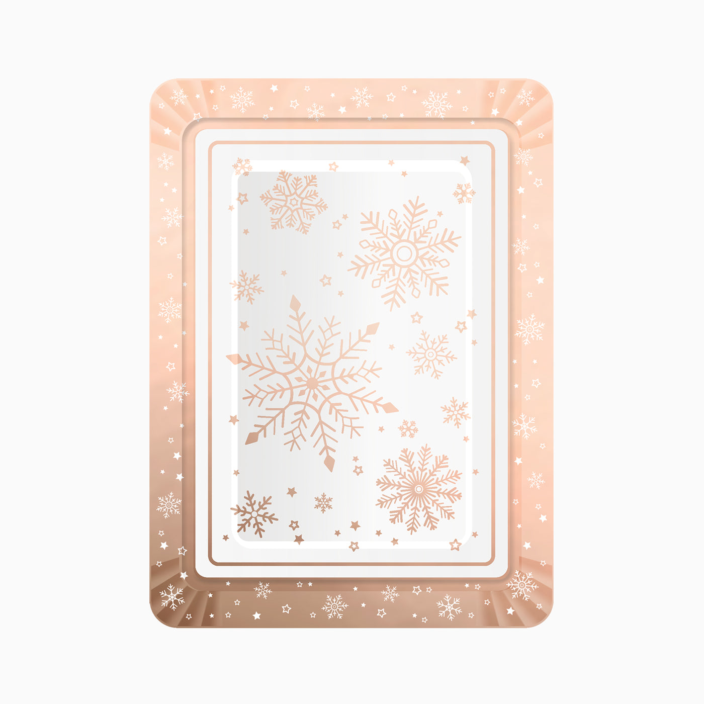 Bandeja Rectangular Navidad 25 x 34 cm Copo de Nieve Oro Rosa