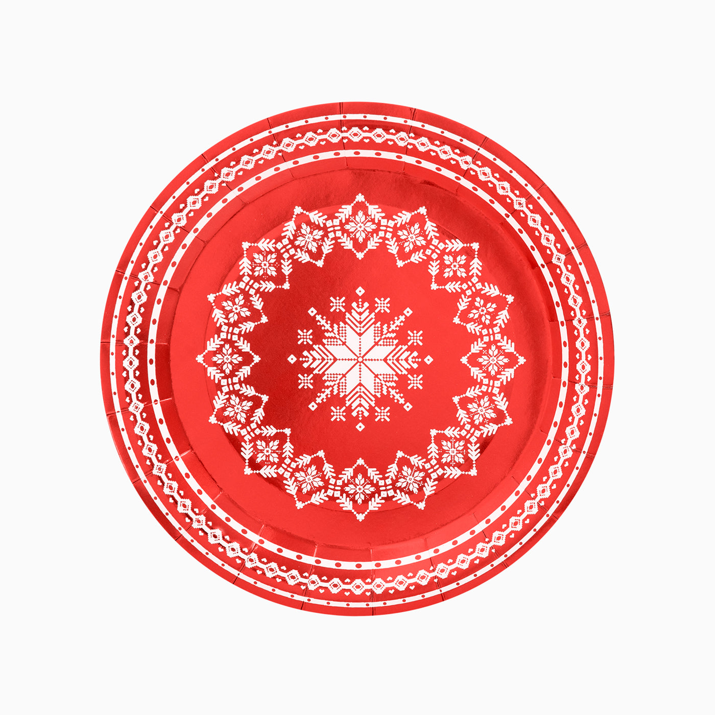 Plato Cartón Llano Navidad Ø 23 cm Bordado Rojo