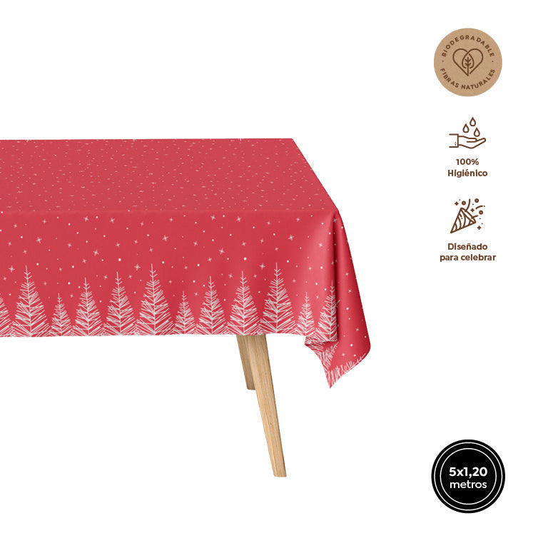 Rollo Mantel Navidad Árbol Rojo