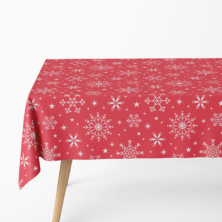 Rollo Mantel Navidad Copos de Nieve Rojo