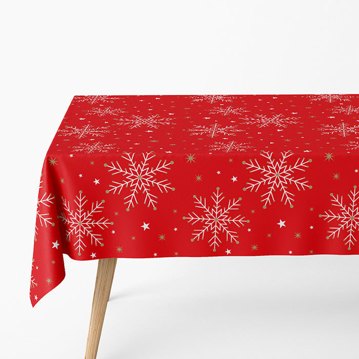 Rollo Mantel Navidad Copo Nieve Rojo