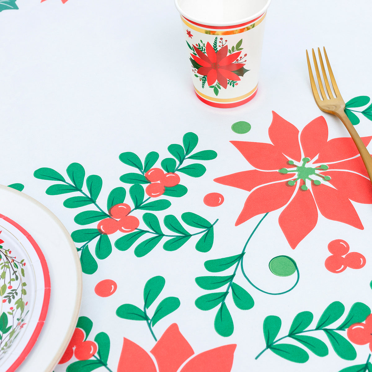 Rollo Mantel Papel Navidad 1.20 x 5 m Flor de Pascua