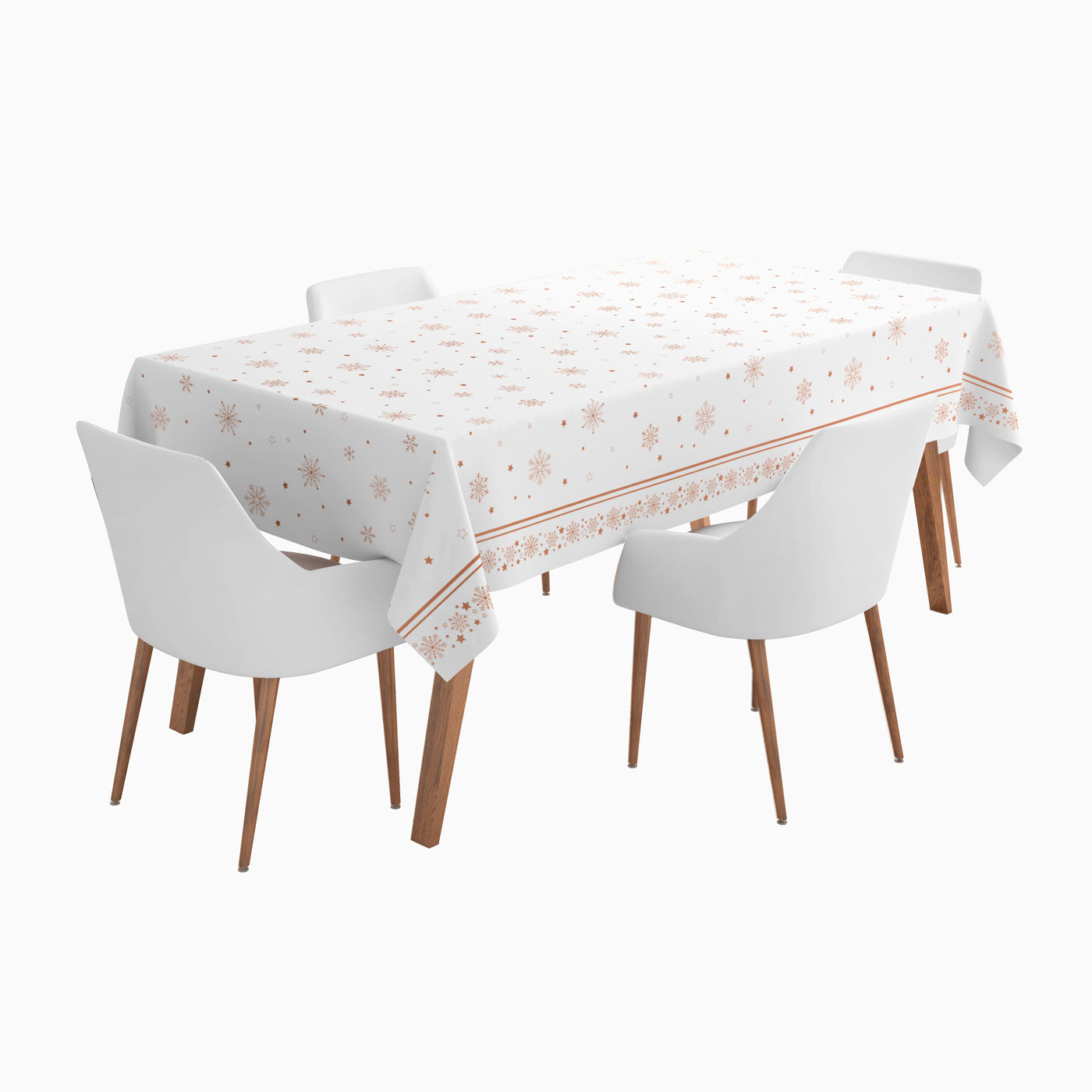 Rollo Mantel Navidad Copo de Nieve Oro Rosa