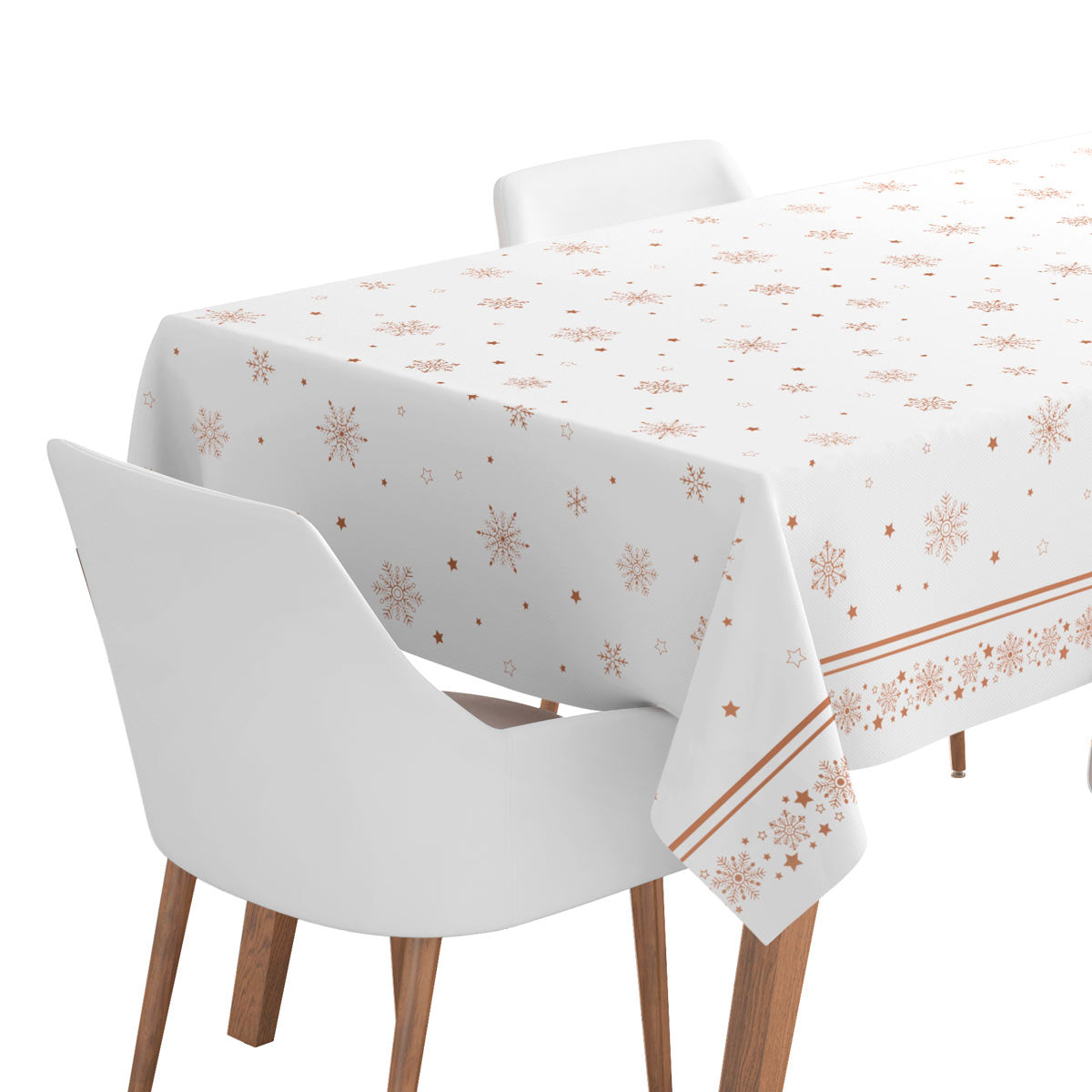 Rollo Mantel Navidad Copo de Nieve Oro Rosa