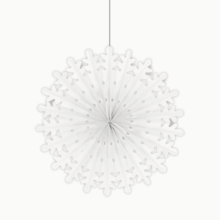 Abanico Papel Grande Snowflakes Blanco