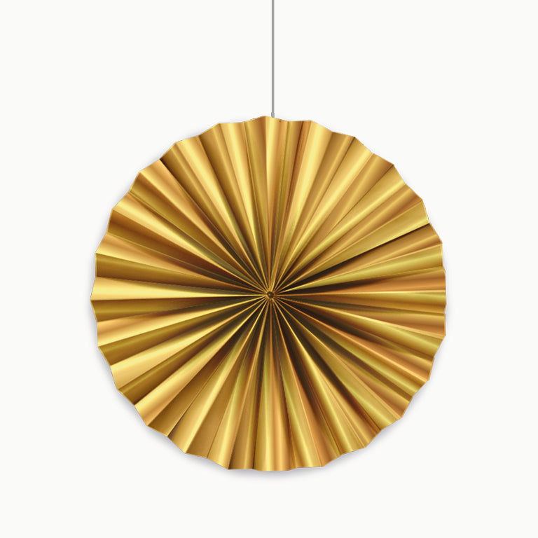 Abanico Papel Mediano Metalizado Oro 35 cm