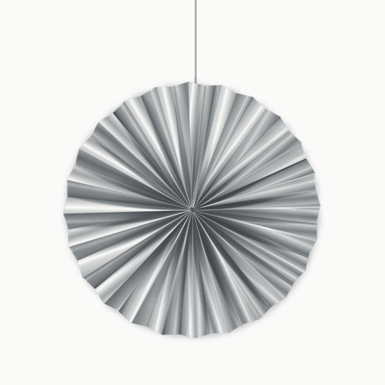 Abanico Papel Mediano Metalizado Plata 35 cm