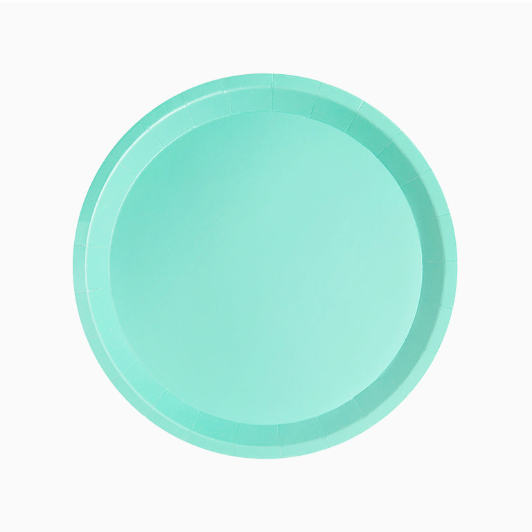 Plato Cartón Llano Redondo Ø20,5 cm Verde Menta 12 uds