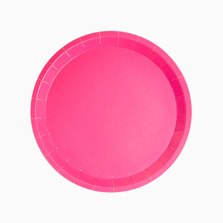 Plato Cartón Llano Redondo Ø20,5 cm Rosa 10 uds