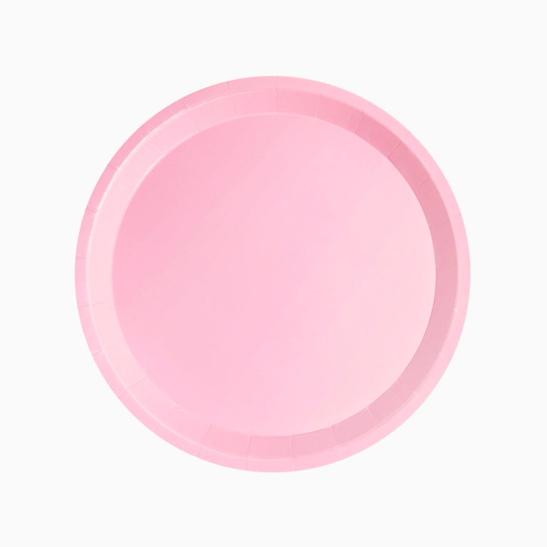 Plato Cartón Llano Redondo Ø20,5 cm Rosa Pastel 10 uds