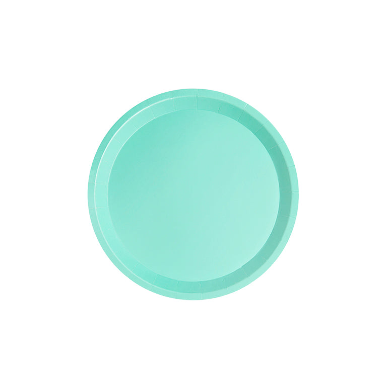 Plato Cartón Llano Redondo Postre Ø 17 cm Verde Menta