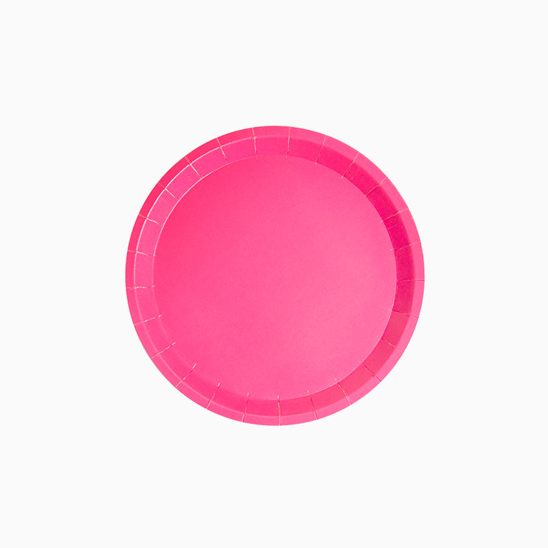 Plato Cartón Llano Redondo Postre Ø17 cm Rosa 12 uds