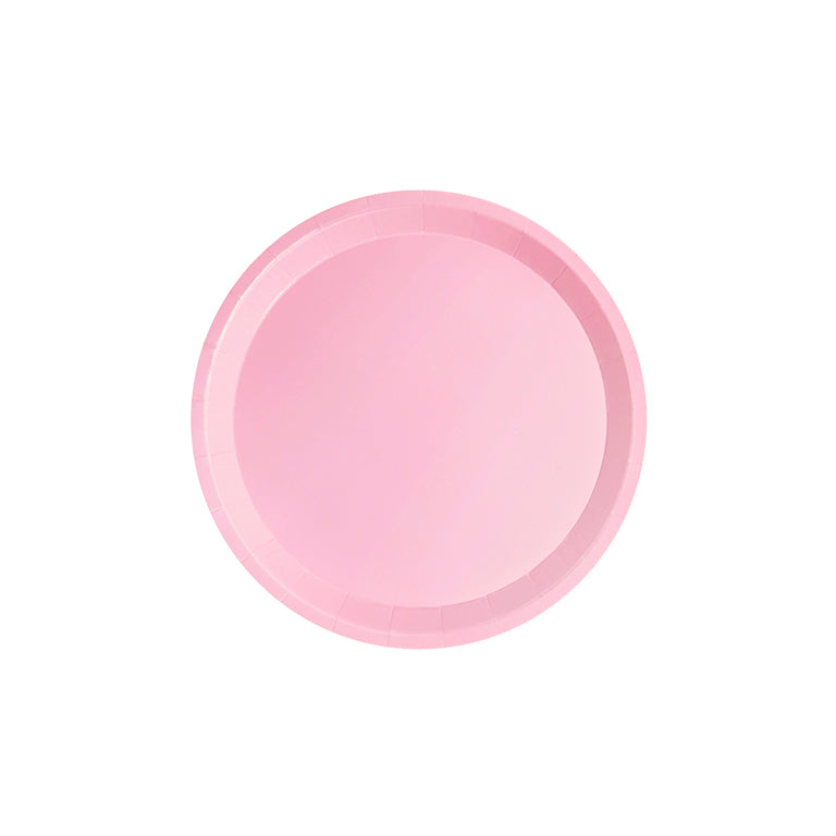 Plato Cartón Llano Redondo Postre Ø17 cm Rosa Pastel 12 uds