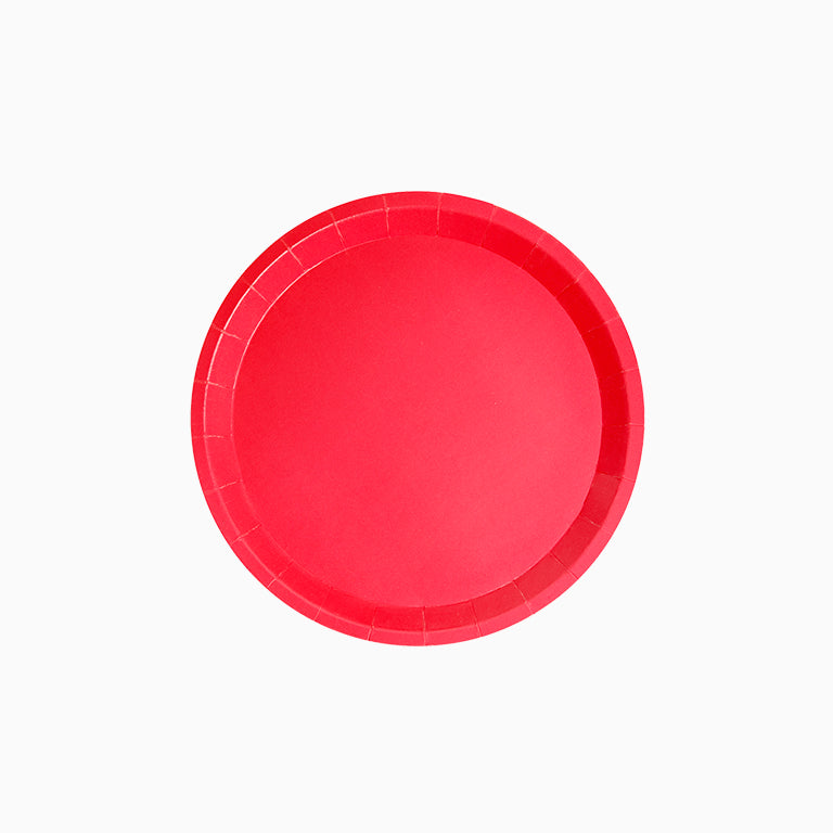 Plato Cartón Llano Redondo Postre Ø17 cm Rojo 12 uds