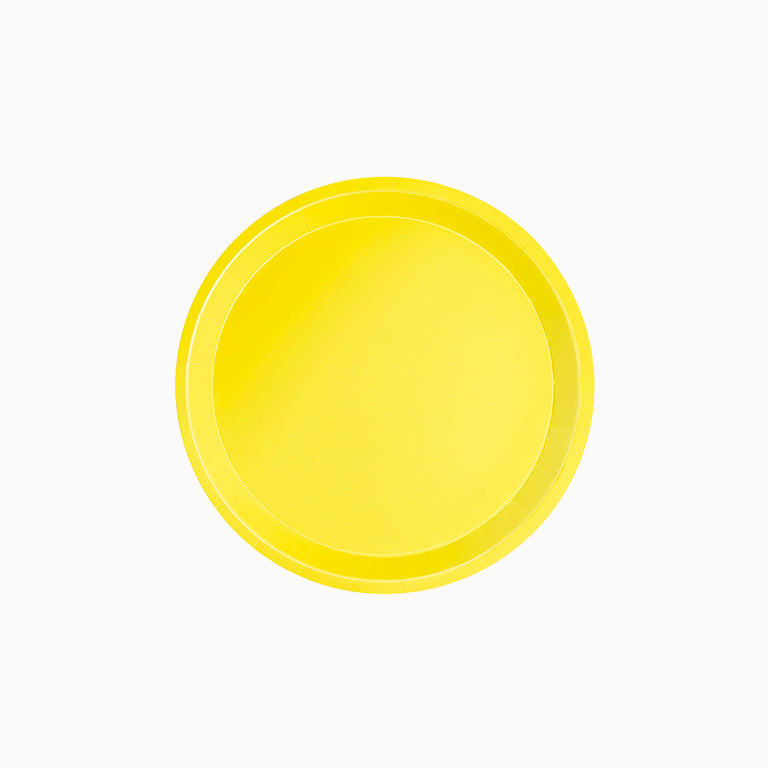 Plato Cartón Llano Redondo Postre Ø17cm Amarillo 12 uds