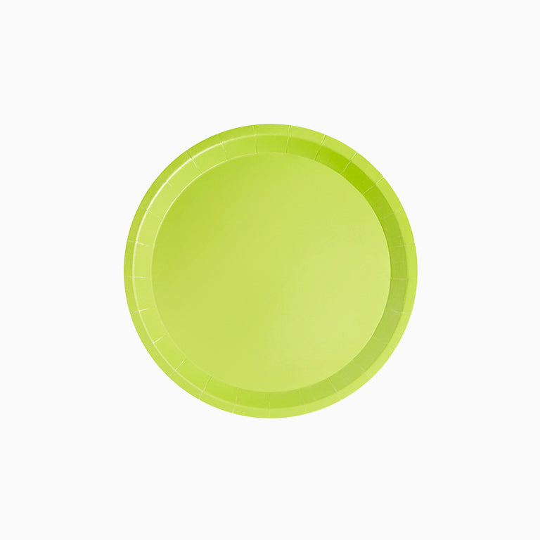 Plato Cartón Llano Redondo Postre Ø17 cm Verde Lima 12 uds