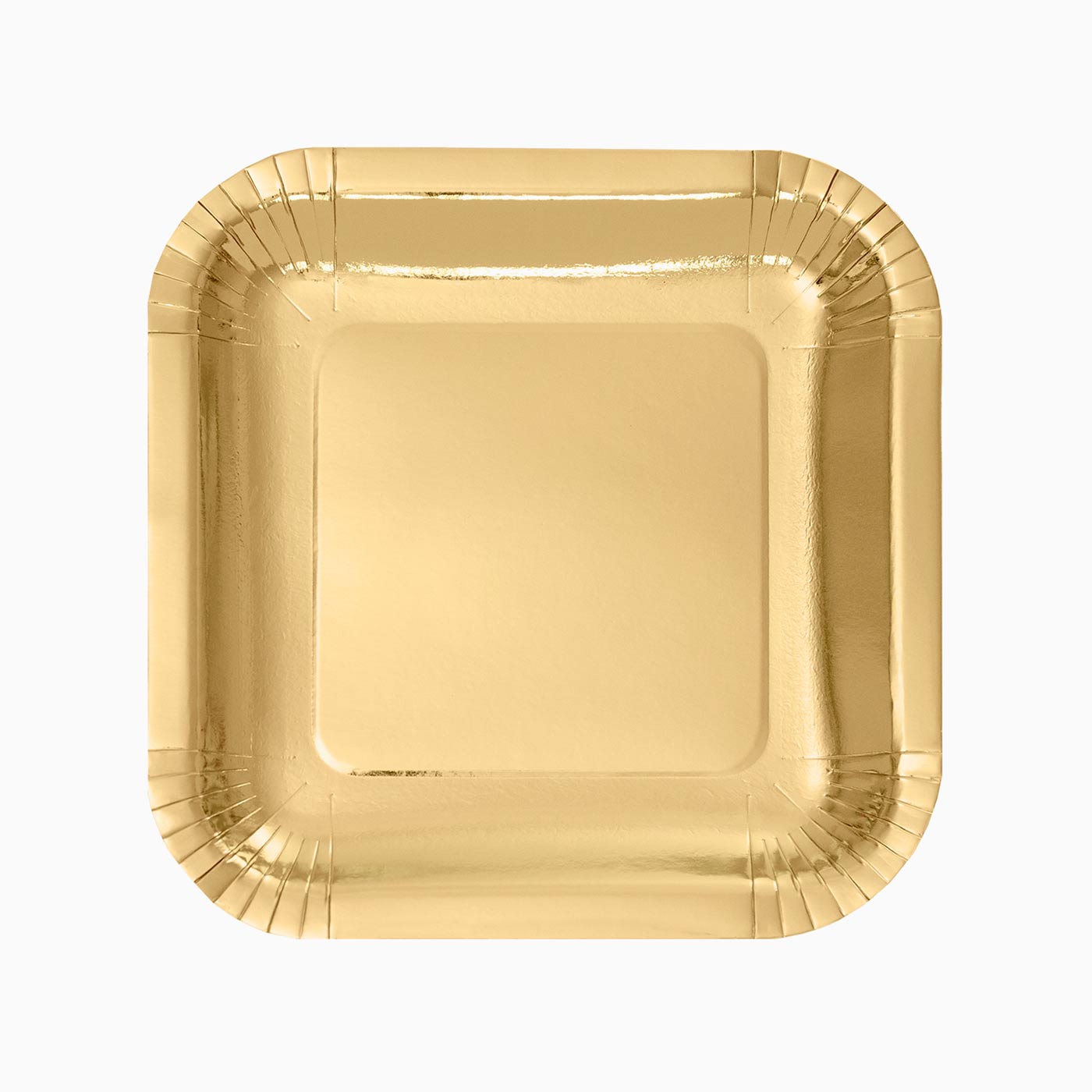 Plato Cartón Llano Cuadrado Metalizado 20 x 20 cm Oro 10 uds